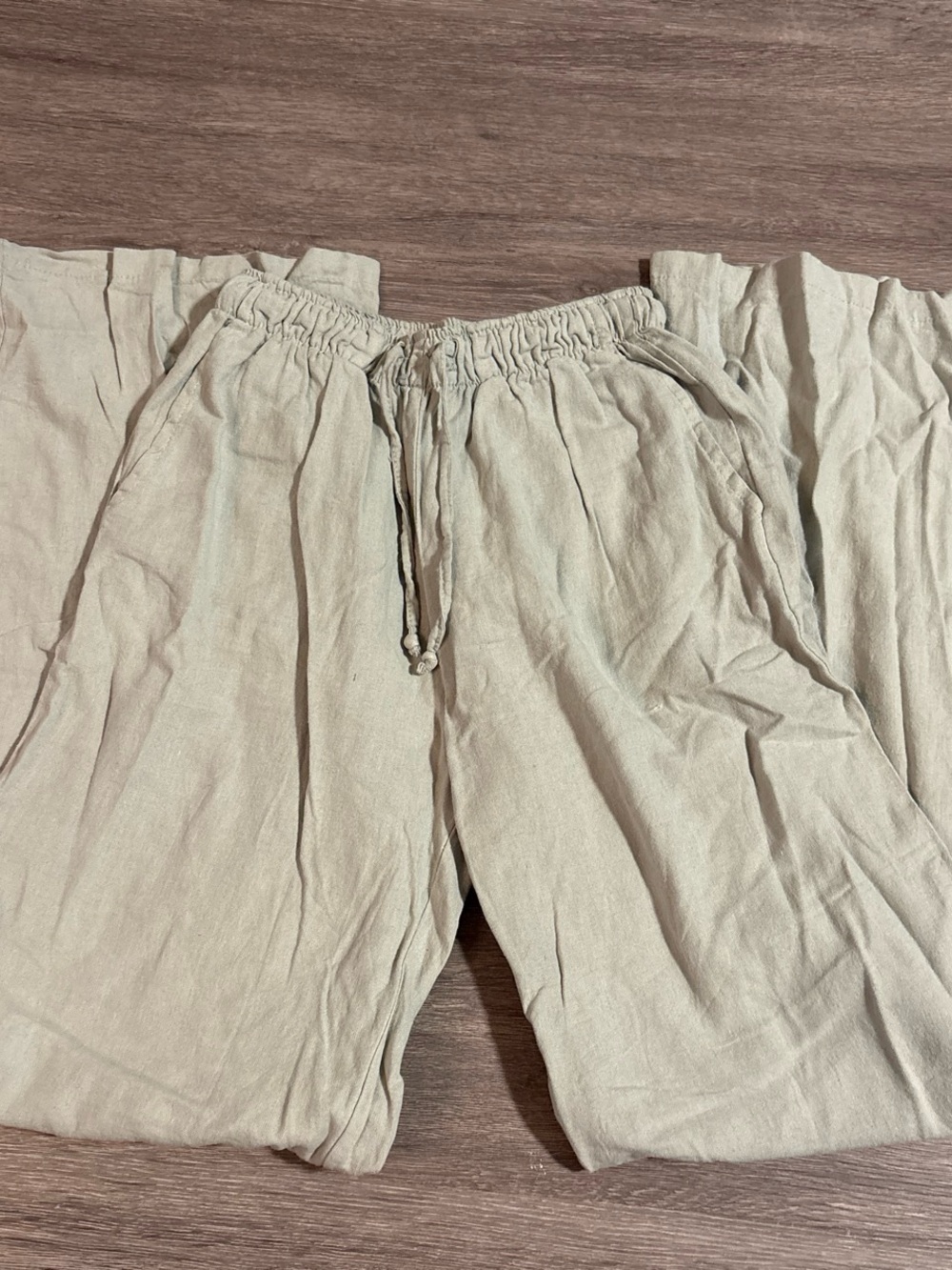 Light Gray Subdued Linen Wide Leg Pants